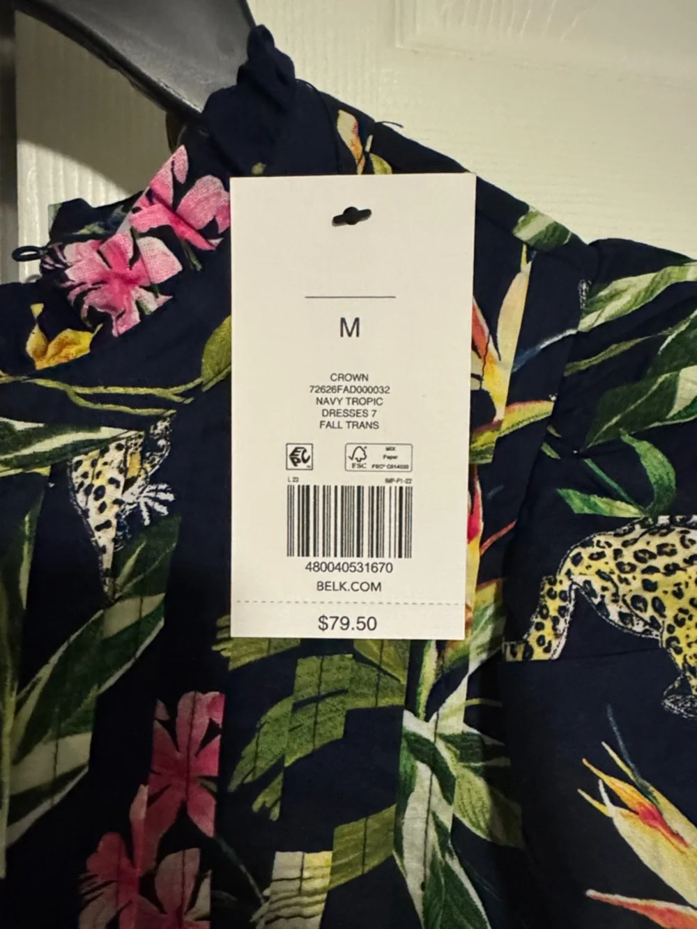 crown & ivy Navy Tropical Floral Print Dress with Pink & Yellow Accents - Picture 4 of 4